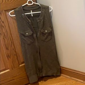 Free people cameo green long vest sweater